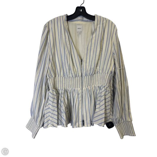 Top Long Sleeve By Maeve In Blue & Cream, Size: Xl
