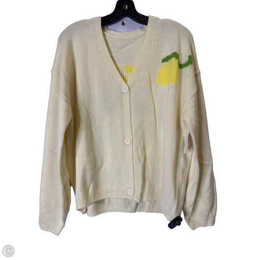 Sweater Cardigan By Clothes Mentor In Cream, Size: L