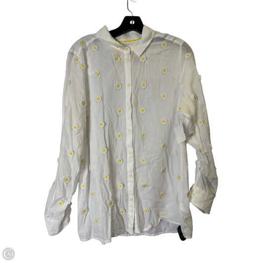 Top Long Sleeve By Maeve In White, Size: L