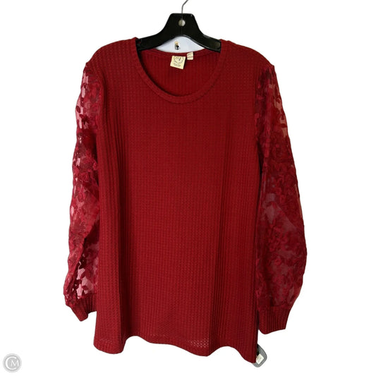 Top Long Sleeve By Grace & Emma In Red, Size: M