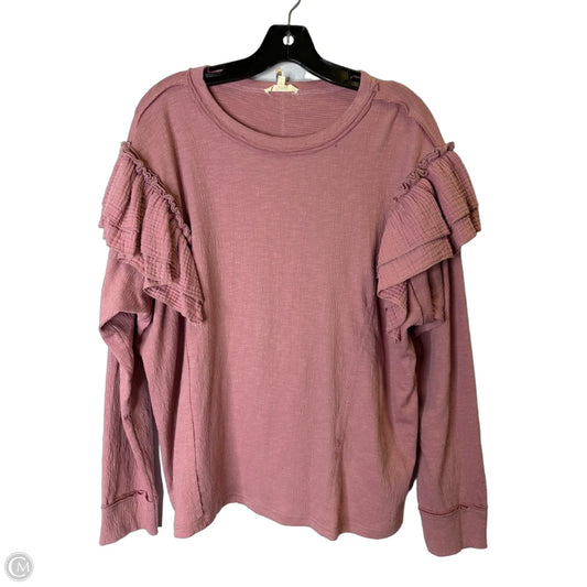 Top Long Sleeve By Easel In Pink, Size: M
