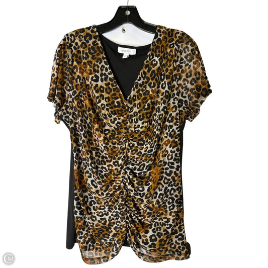 Top Short Sleeve By Nine West In Animal Print, Size: L