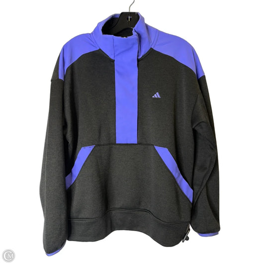 Athletic Sweatshirt Collar By Adidas In Black & Purple, Size: L