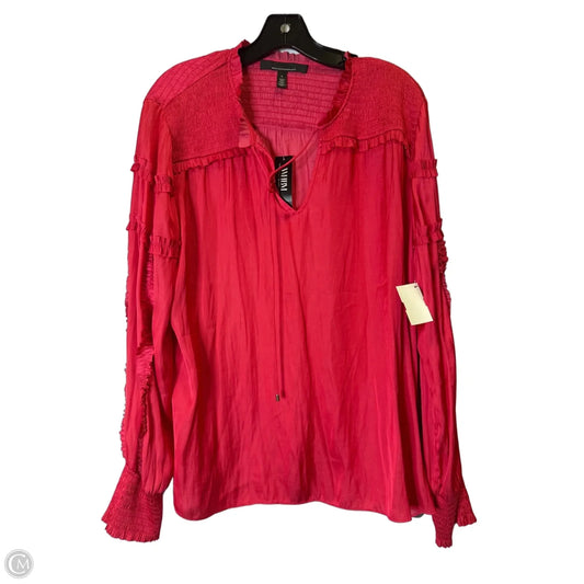 Blouse Long Sleeve By White House Black Market In Pink, Size: L