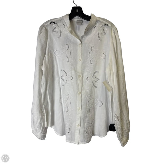 Top Long Sleeve By Chicos In White, Size: L