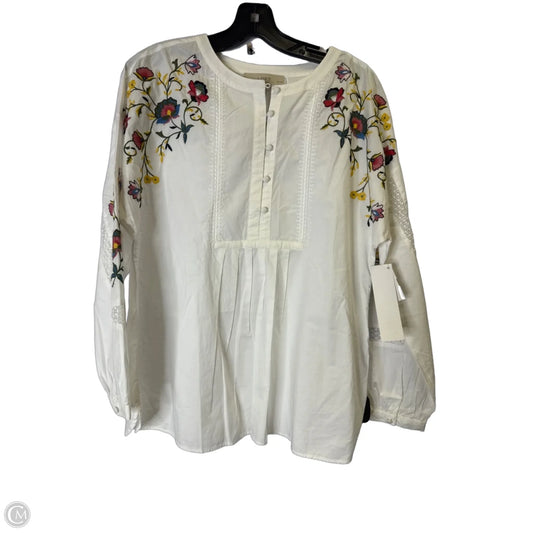 Top Long Sleeve By Loft In White, Size: Mp