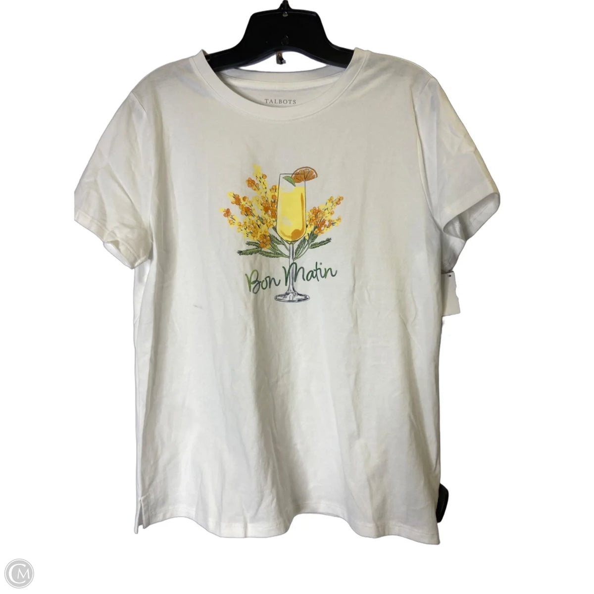 Top Short Sleeve Basic By Talbots In White, Size: L