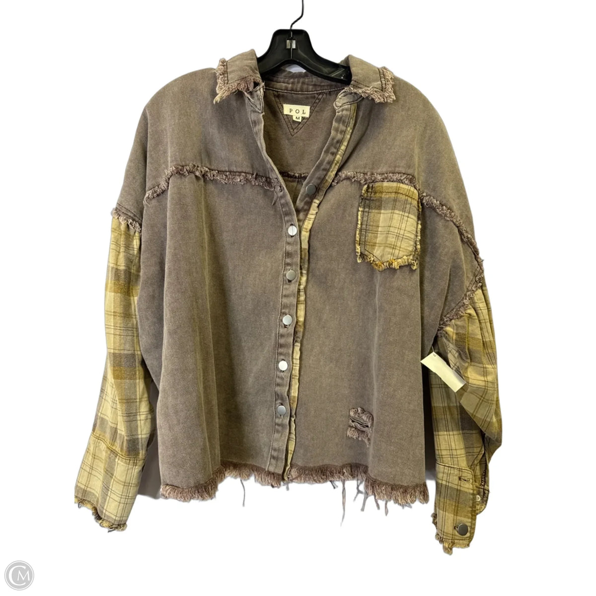 Jacket Denim By Pol In Brown Denim, Size: M