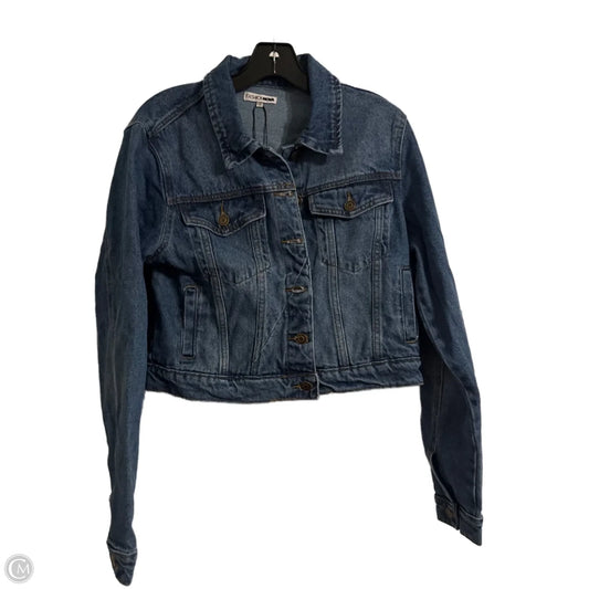 Jacket Denim By Fashion Nova In Blue Denim, Size: L