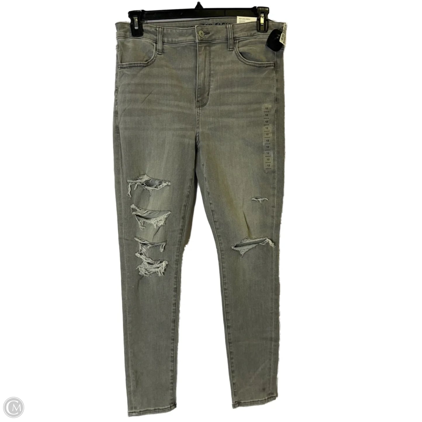 Jeans Skinny By American Eagle In Grey Denim, Size: 12