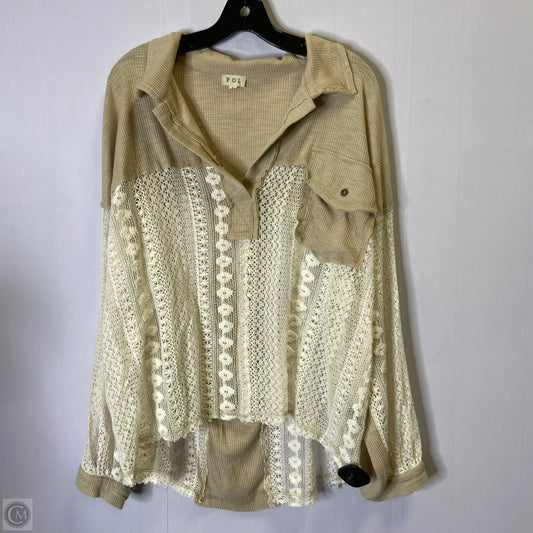 Top Long Sleeve By Pol In Cream & Tan, Size: L