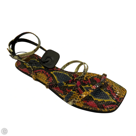 Sandals Flats By Clothes Mentor In Snakeskin Print, Size: 10
