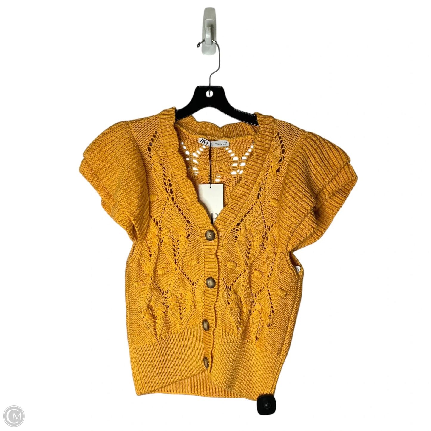 Vest Sweater By Zara In Orange, Size: L