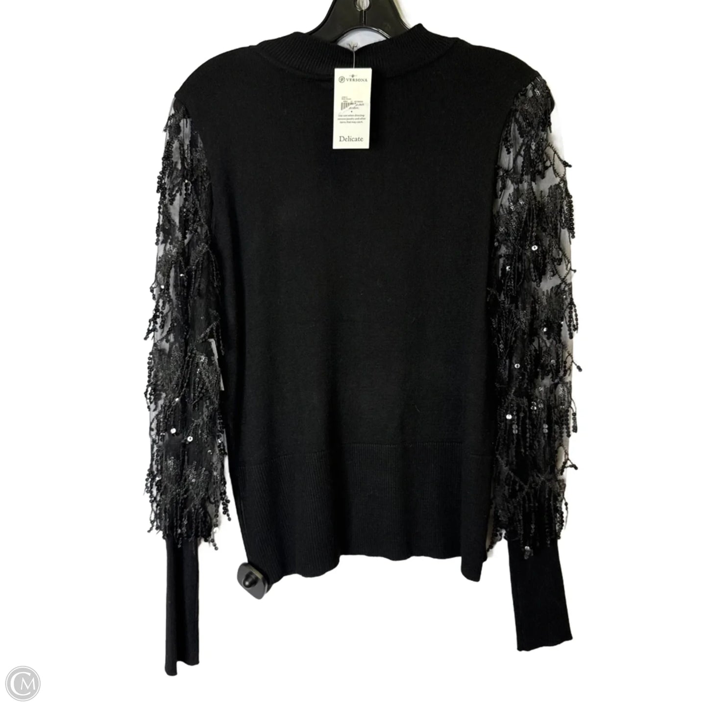 Top Long Sleeve By Versona In Black, Size: M