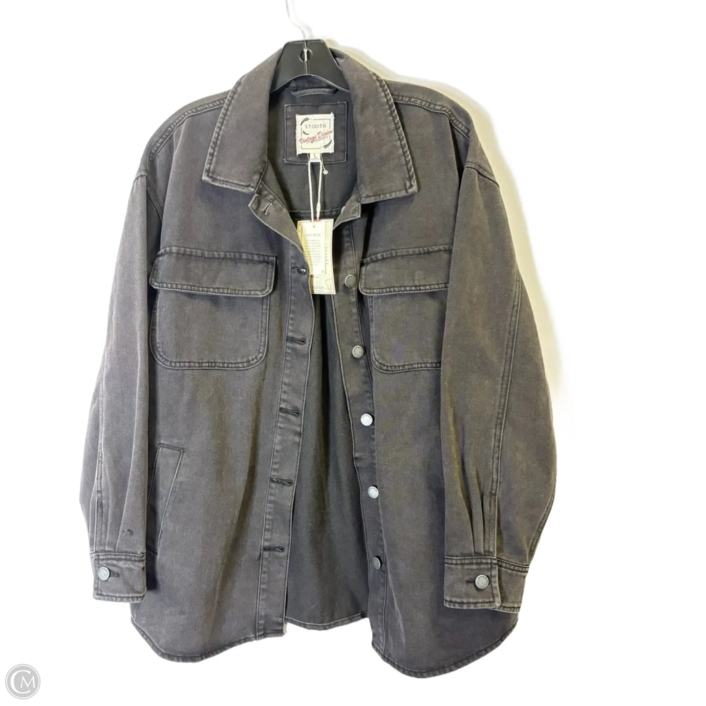 Jacket Denim By Clothes Mentor In Black Denim, Size: L