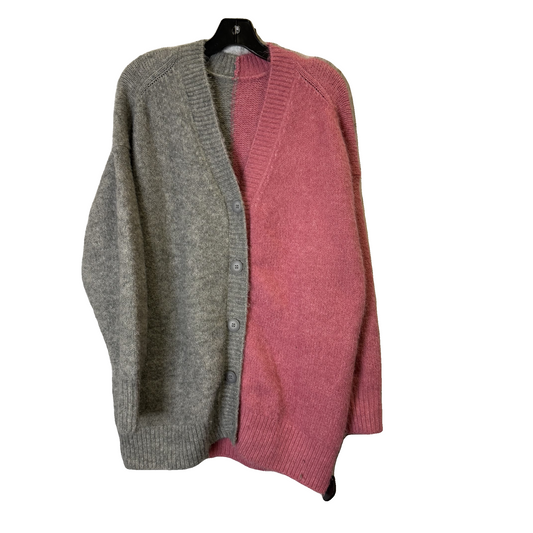 Sweater Cardigan By Zara In Grey & Pink, Size: L