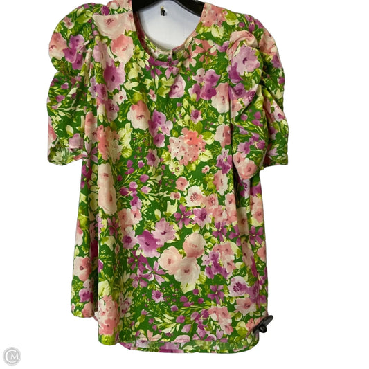 Top Short Sleeve By Pleione In Green, Size: L