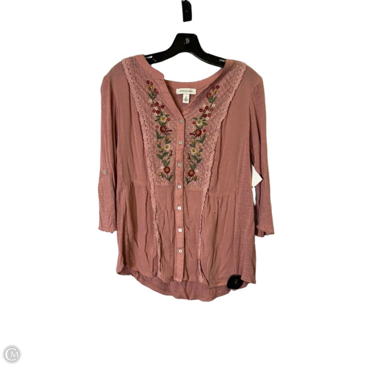 Top Long Sleeve By Vintage America In Pink, Size: M