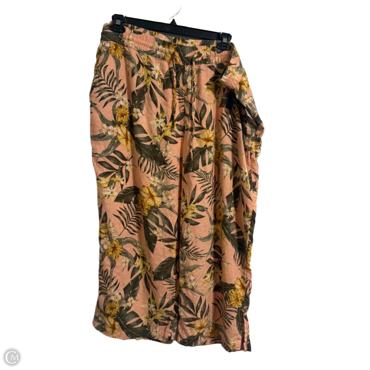 Pants Linen By Denim And Company In Floral Print, Size: 2x