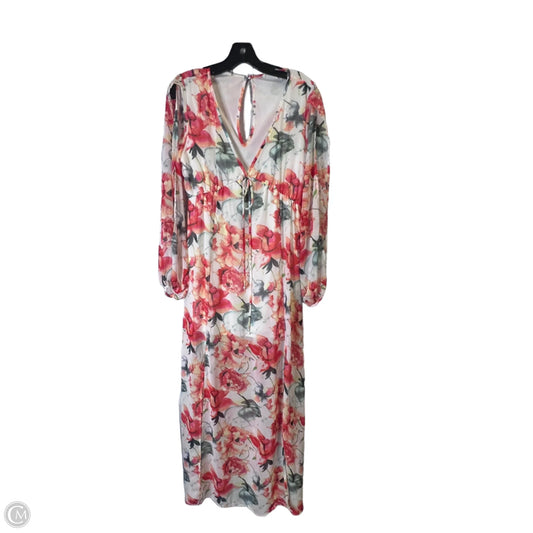 Dress Casual Maxi By Peach Love Cream California In Floral Print, Size: M