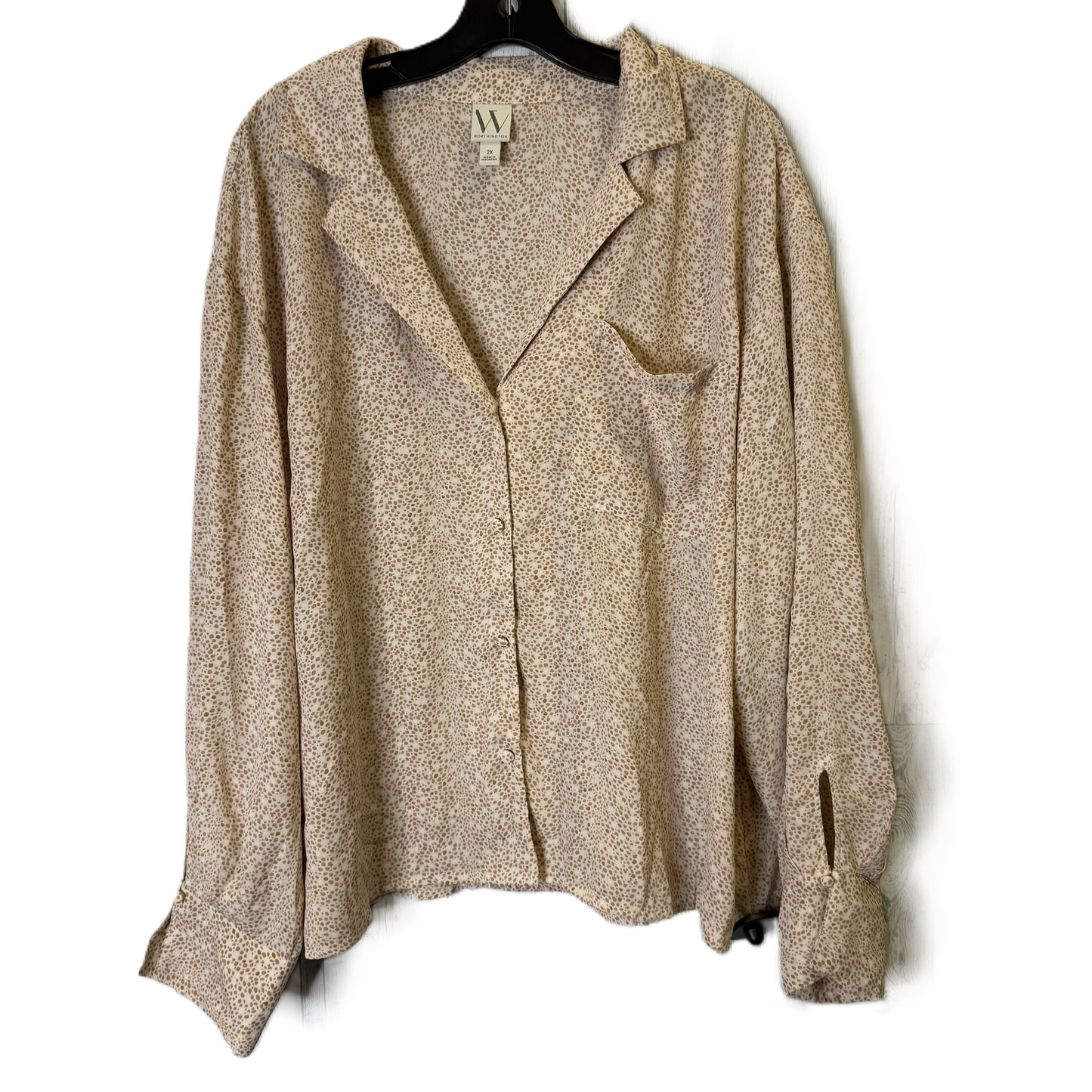 Top Long Sleeve By Worthington In Brown, Size: 2x