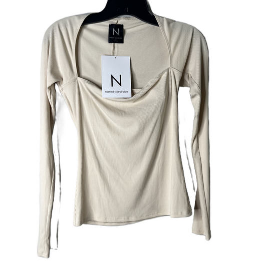 Top Long Sleeve Basic By Nakad Wardrobe In Tan, Size: M