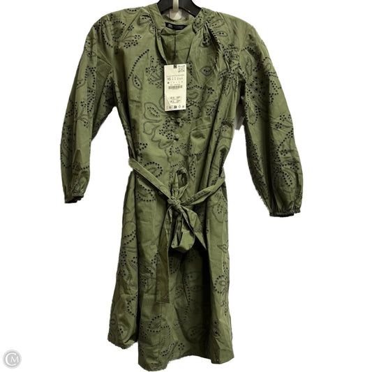 Dress Casual Midi By Zara In Green, Size: Xs
