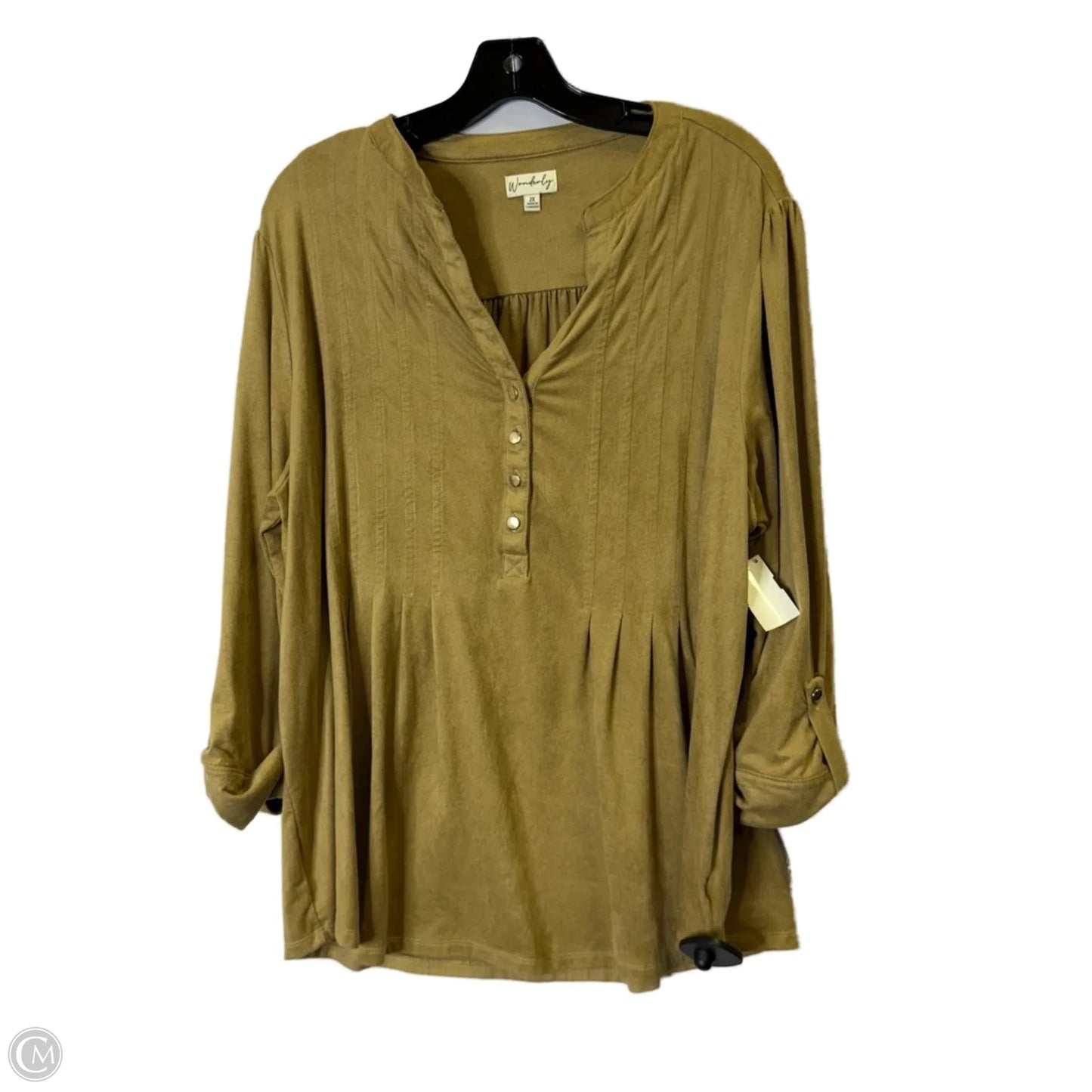 Top Long Sleeve By Wonderly In Tan, Size: 2x