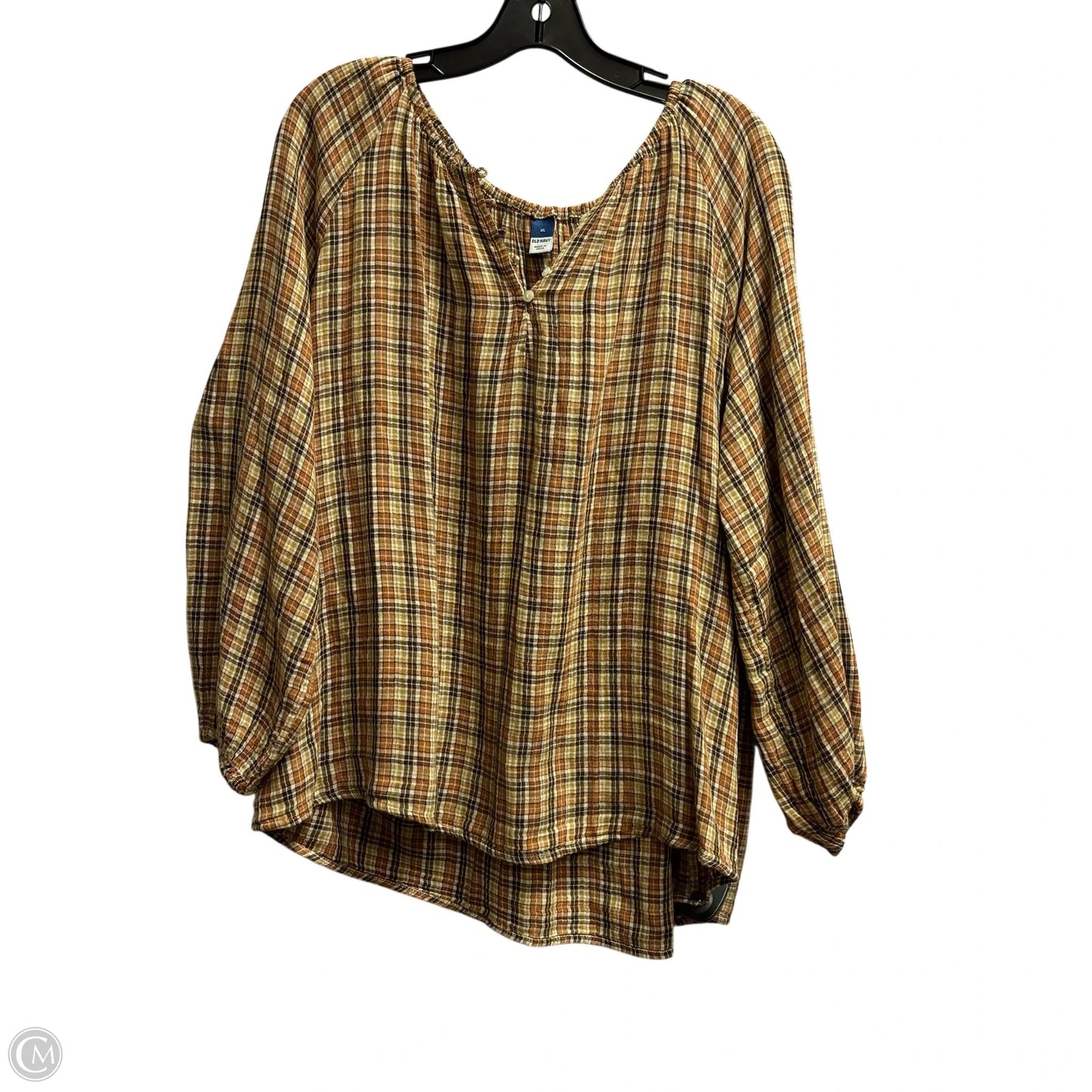 Top Long Sleeve By Old Navy In Plaid Pattern, Size: Xl