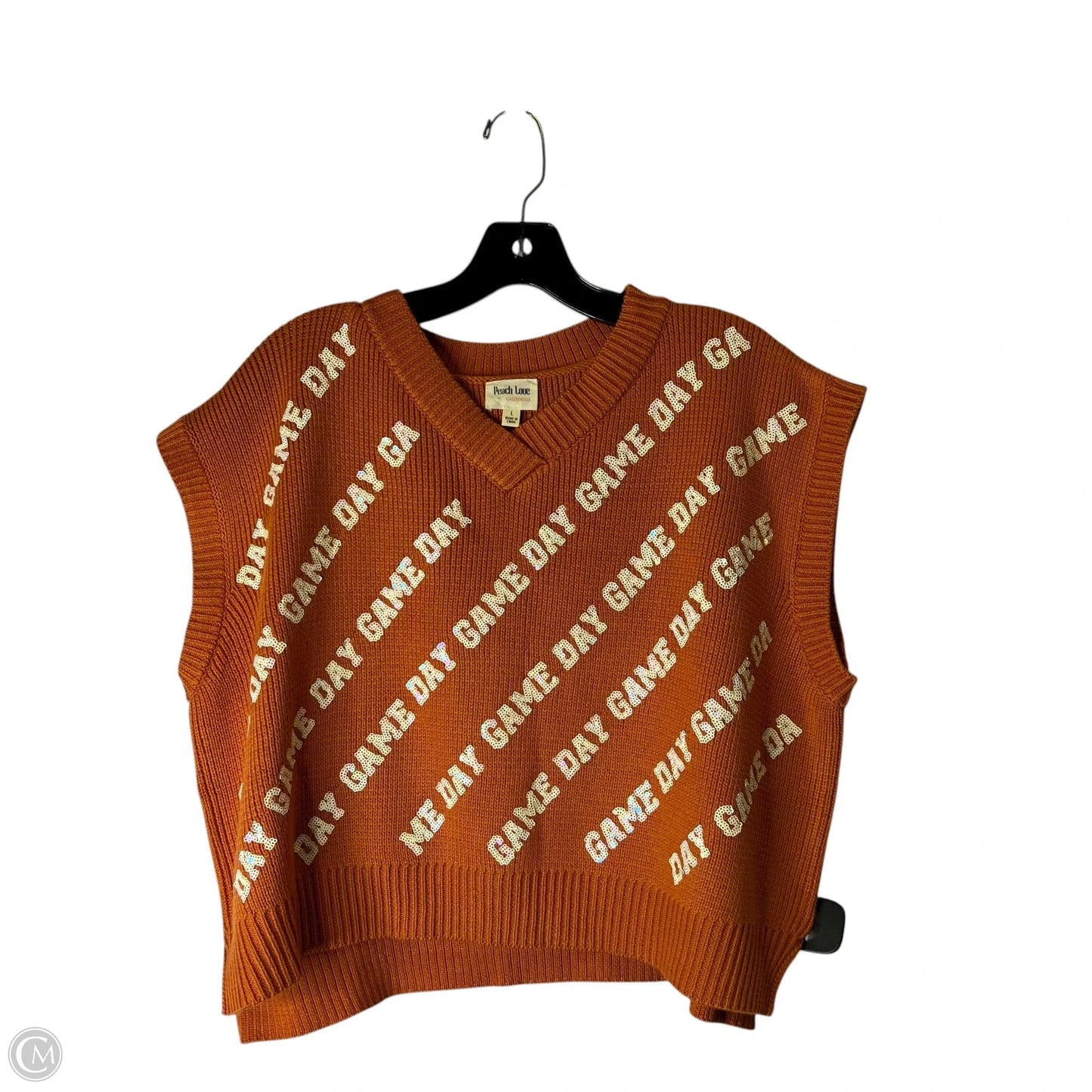 Vest Sweater By Peach Love Cream California In Orange, Size: L