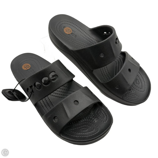 Sandals Flats By Crocs In Black, Size: 10