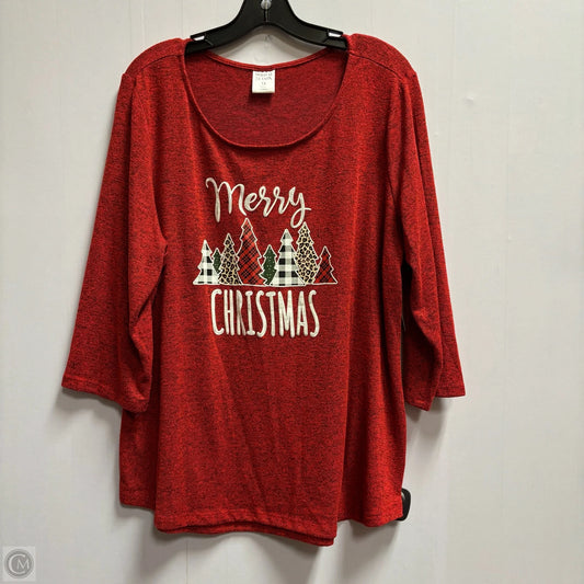 Top Long Sleeve By Clothes Mentor In Red, Size: 1x