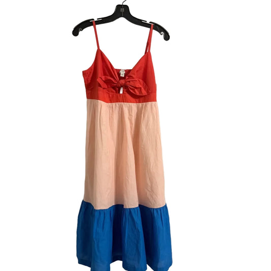 Dress Casual Midi By J. Crew In Pink & Red, Size: 8p