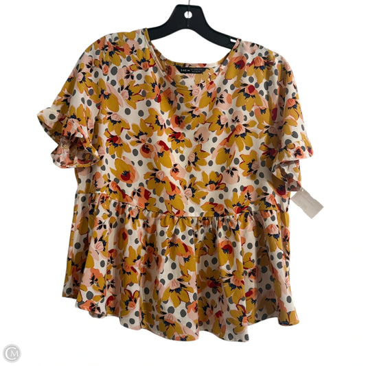 Top Short Sleeve By Shein In Yellow, Size: L
