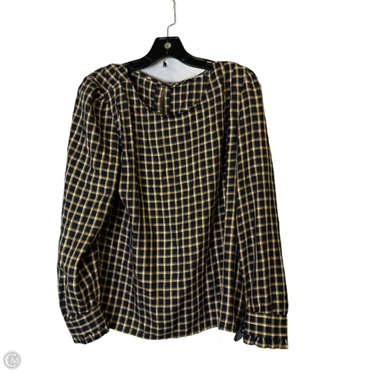 Top Long Sleeve By Loft In Plaid Pattern, Size: M