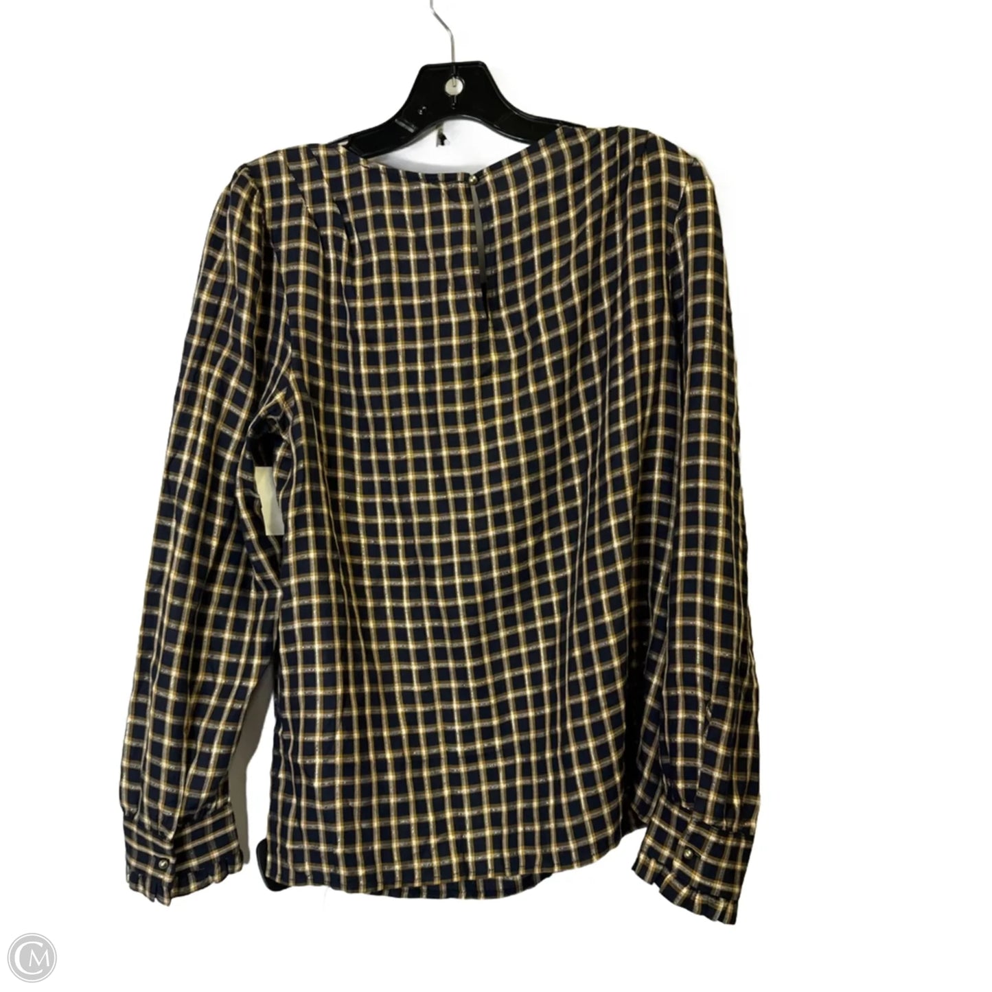 Top Long Sleeve By Loft In Plaid Pattern, Size: M