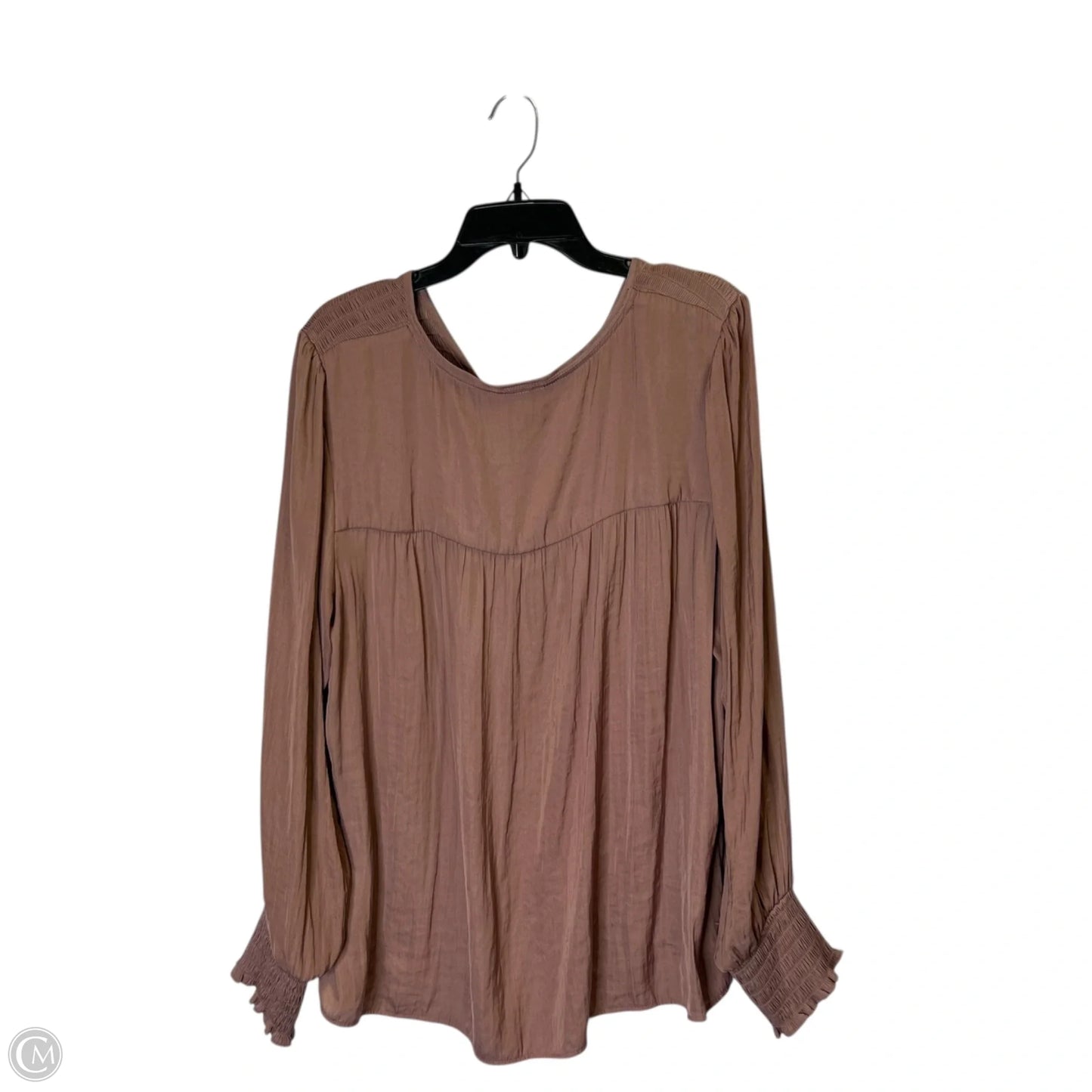 Blouse Long Sleeve By Knox Rose In Brown, Size: Xxl