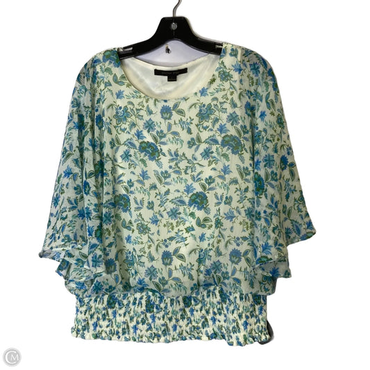 Blouse Short Sleeve By Cynthia Steffe In Floral Print, Size: L