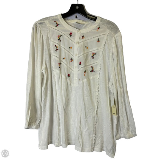 Top Long Sleeve By Lucky Brand In White, Size: Xl
