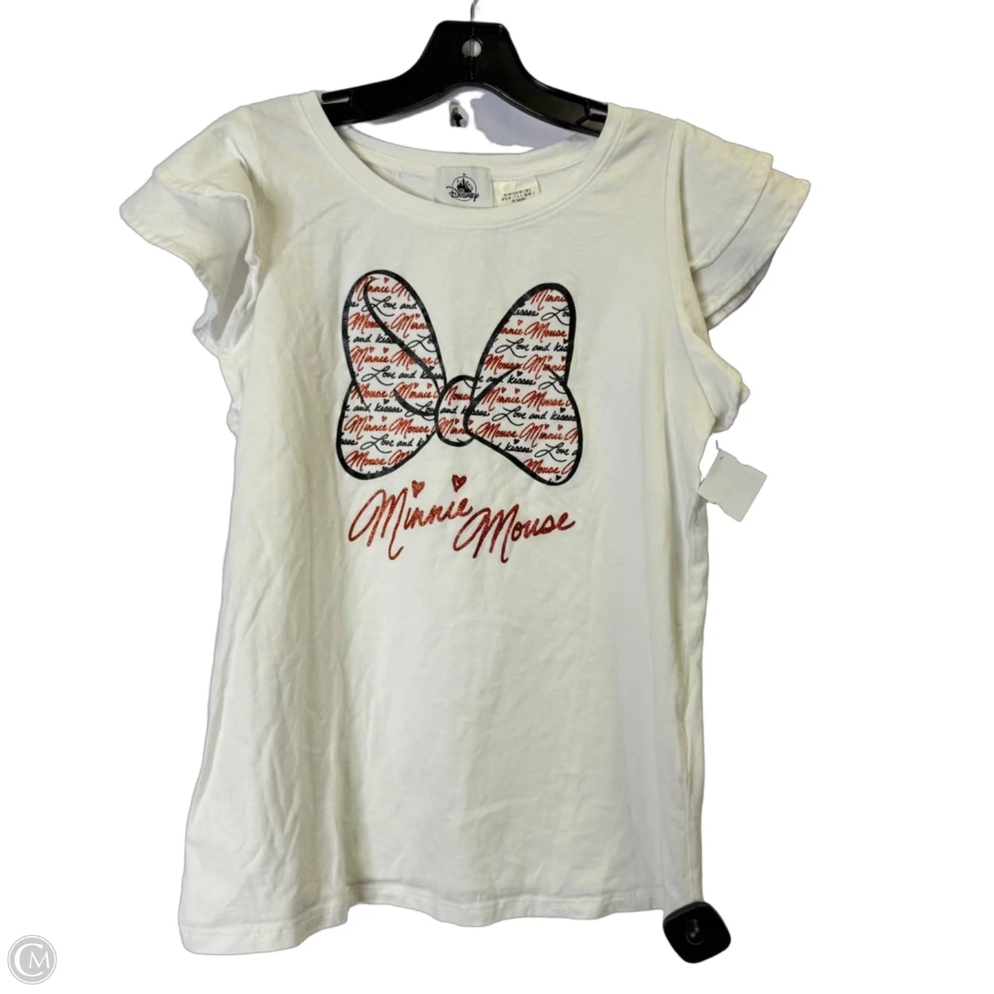 Top Short Sleeve By Disney In White, Size: L