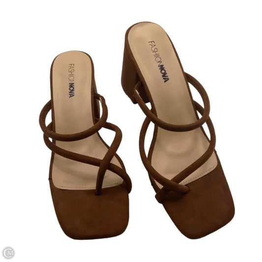 Sandals Heels Block By Fashion Nova In Brown, Size: 7