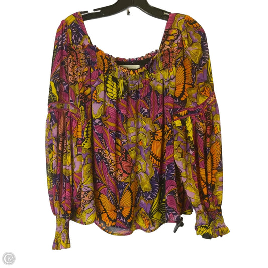 Top Long Sleeve By Clothes Mentor In Purple & Yellow, Size: M