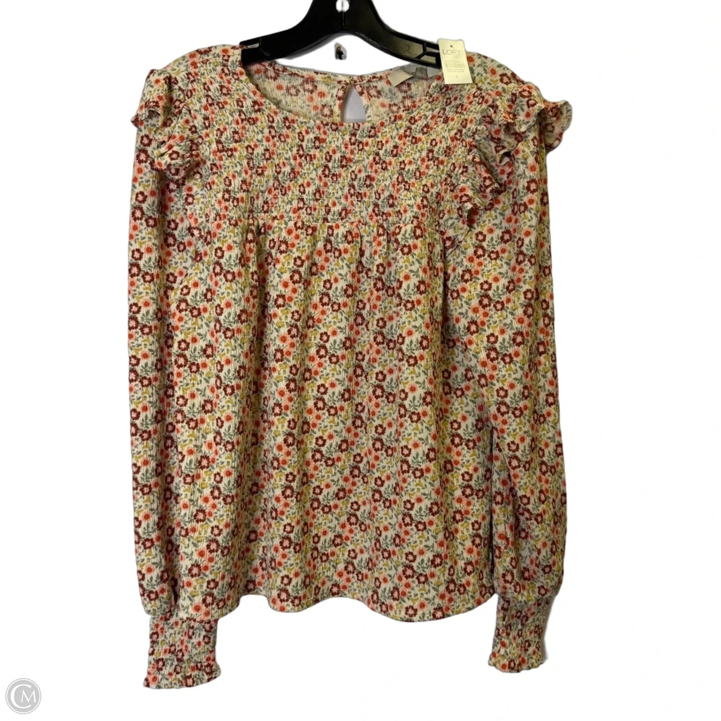 Top Long Sleeve By Loft In Red & Yellow, Size: S