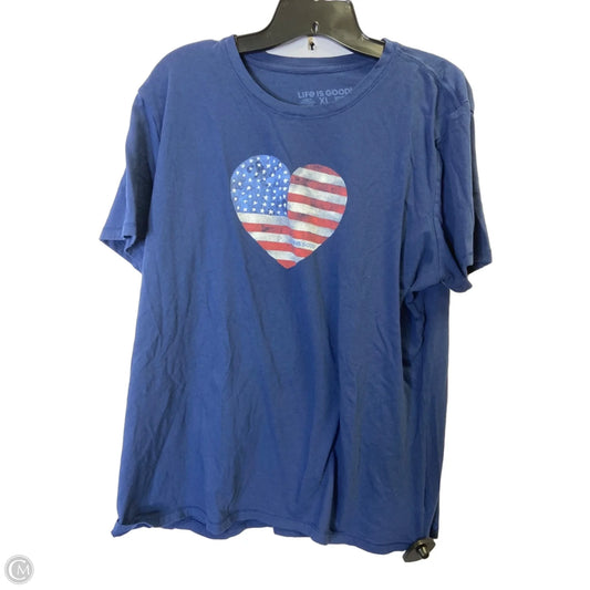 Top Short Sleeve By Life Is Good In Blue, Size: Xl