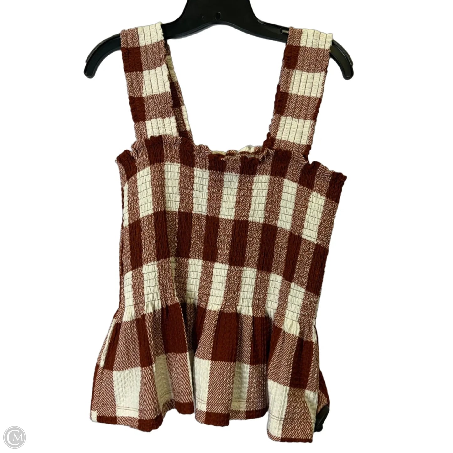 Top Sleeveless By Loft In Orange & White, Size: M