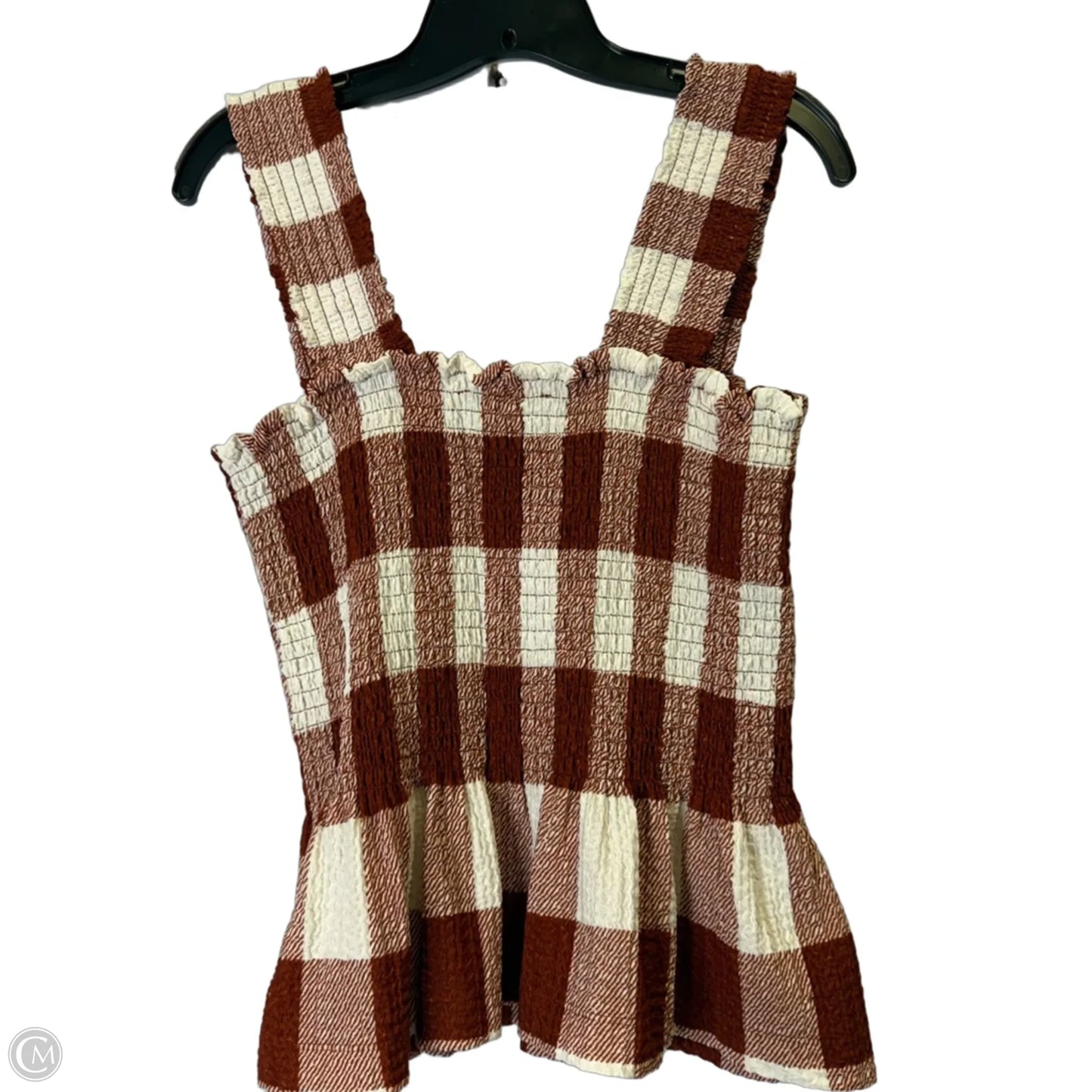 Top Sleeveless By Loft In Orange & White, Size: M