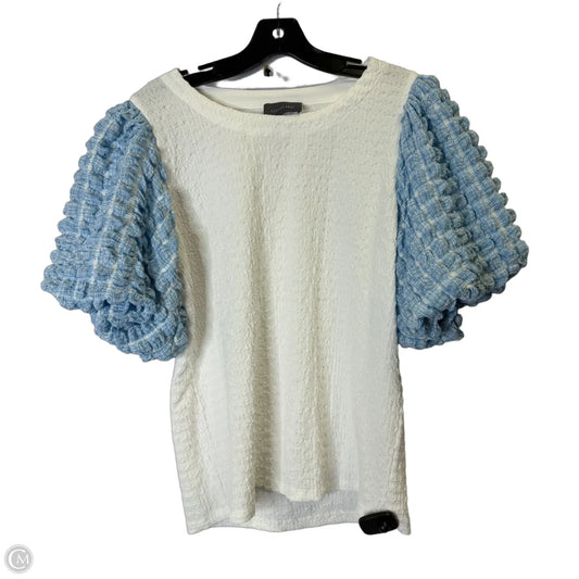 Top Short Sleeve By Clothes Mentor In Blue & White, Size: M