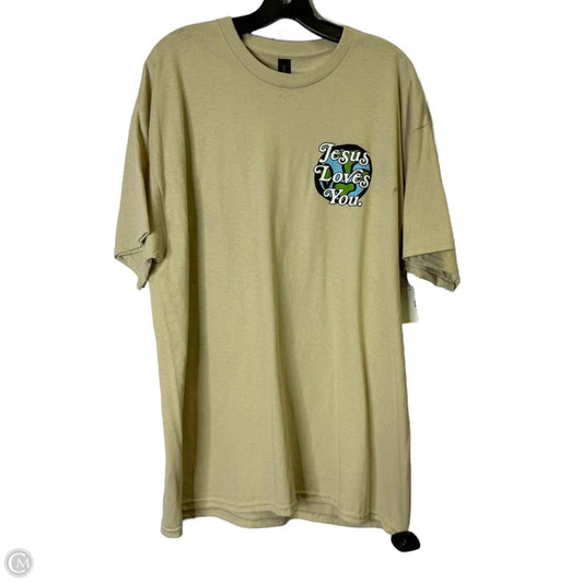 Top Short Sleeve By Gildan In Tan, Size: Xl