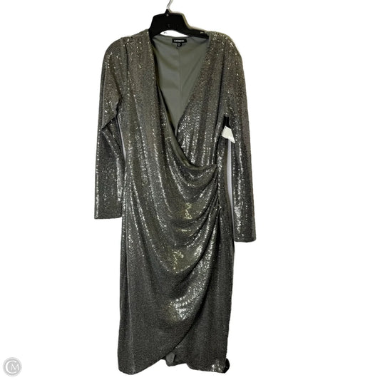 Dress Party Midi By Express In Silver, Size: M