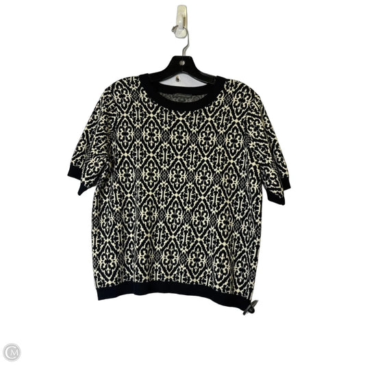 Sweater Short Sleeve By Adrianna Papell In Black & Cream, Size: M